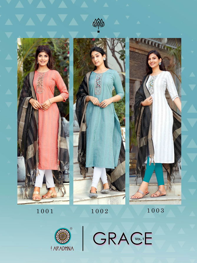 Aradhna Grace 1 New Fancy Ethnic Wear Embroidery Kurti With Dupatta Collection